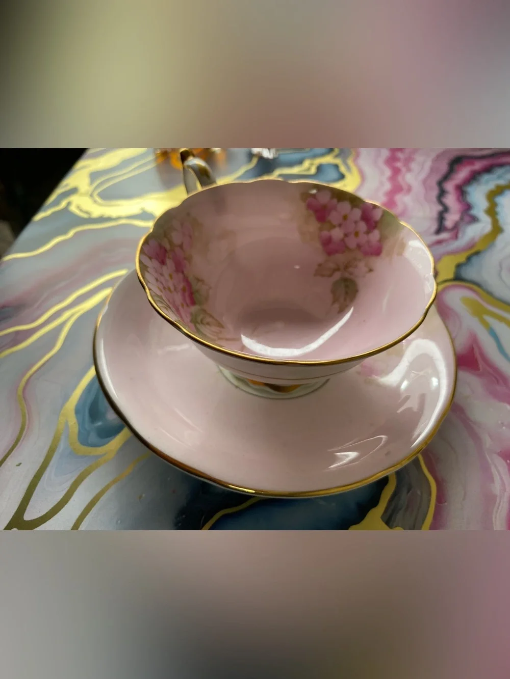 Vintage Paragon Pink Hydrangea Teacup Saucer Fine Bone China Double Warrant